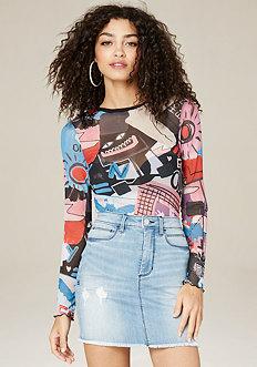 Bebe Mesh Long Sleeve Top