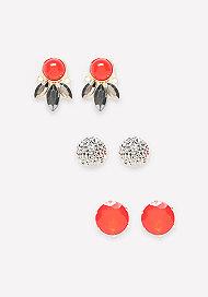 Bebe Petal & Crystal Earring Set