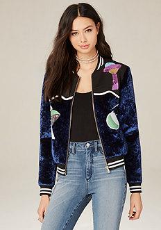 Bebe Sequin Bomber Jacket