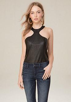 Bebe Faux Leather Tank