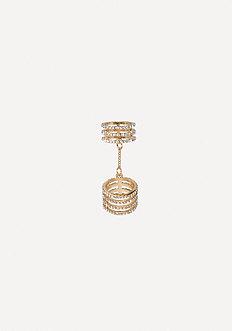 Bebe Chain Linked Crystal Ring