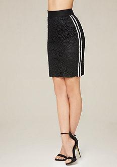 Bebe Racer Stripe Lace Skirt
