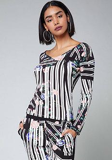 Bebe Logo Allover Print Top
