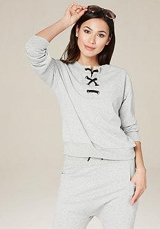 Bebe French Terry Lace Up Top