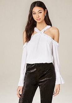 Bebe Crossneck Cold Shoulder Top