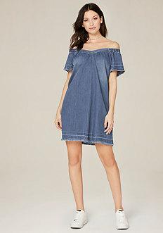 Bebe Raw Edge Denim Dress