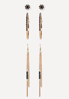 Bebe Black Stone Earring Set