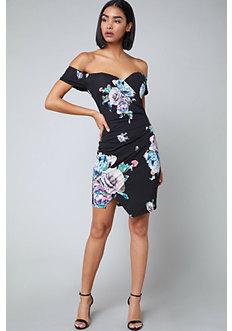 Bebe Print Off Shoulder Dress