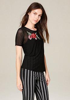 Bebe Flower Patch Mesh Tee
