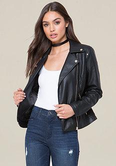 Bebe Faux Leather Zip Jacket