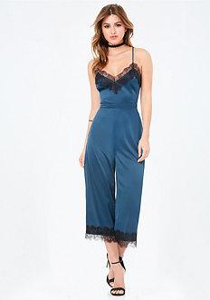 Bebe Petite Lace Trim Jumpsuit