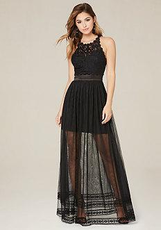 Bebe Rikki Embroidered Gown