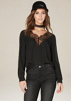 Bebe Darcie Lace Trim Top