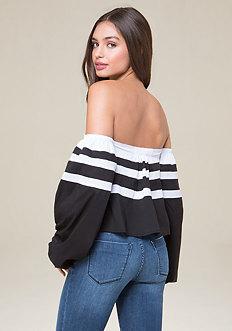 Bebe Striped Poplin Blouse