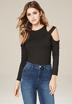 Bebe Strappy Cold Shoulder Top