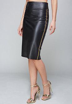Bebe Stripe Faux Leather Skirt
