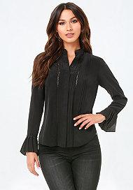 Bebe Silk Hidden Placket Top