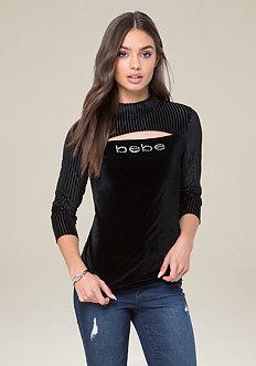 Bebe Logo Velvet Kaylee Top