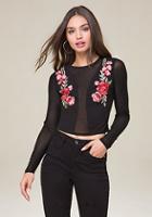 Bebe Sheer Embroidered Top