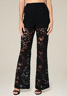 Bebe Lace Wide Leg Trousers