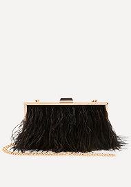Bebe Ella Feather Clutch