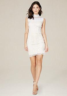 Bebe Lilah Lace Mock Neck Dress