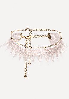 Bebe Macrame Fringe Choker Set