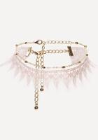 Bebe Macrame Fringe Choker Set