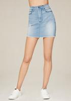 Bebe Raw Hem Denim Miniskirt