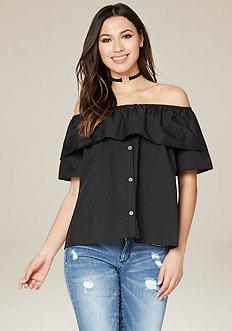 Bebe Ruffled Short Shirt