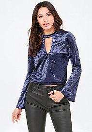 Bebe Velvet Keyhole Top