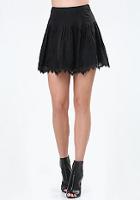 Bebe Lace Trim Pleated Skirt