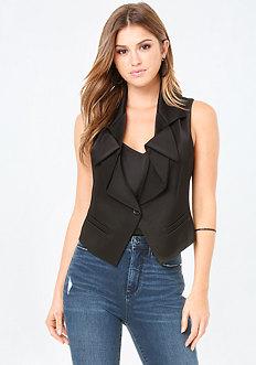 Bebe Origami Lapel Short Vest