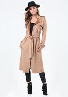 Bebe Faux Suede Long Trench Coat