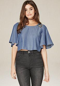 Bebe Paulina Chambray Top