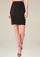 Bebe Lace Up Faux Suede Skirt