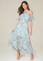 Bebe Crinkle Chiffon Maxi Dress