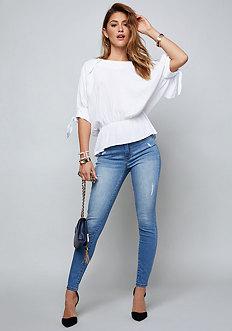 Bebe Elizabeth Pebble Crepe Top