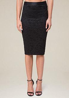 Bebe Bonded Lace Midi Skirt