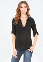 Bebe Evelyn Chain Lace Up Top