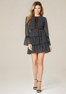 Bebe Polka Dot Tiered Dress