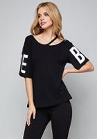 Bebe Logo Slash Neck Slouchy Tee