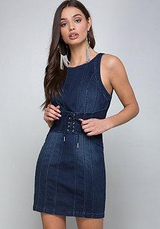 Bebe Denim Corset Dress