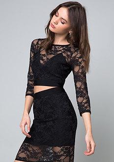 Bebe Pia Lace Crop Top