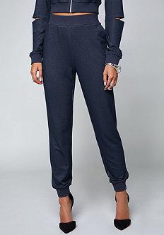 Bebe Logo Denim Terry Pants
