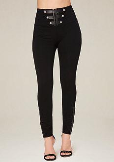 Bebe Petite Military Leggings