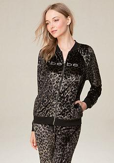 Bebe Logo Leopard Print Jacket