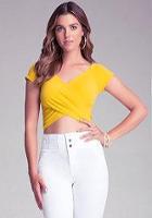 Bebe Off Shoulder Wrap Crop Top