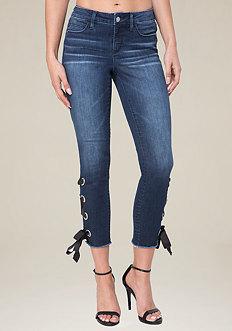 Bebe Lace Up Heartbreaker Jeans