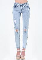 Bebe Ripped Skinny Ankle Jeans
